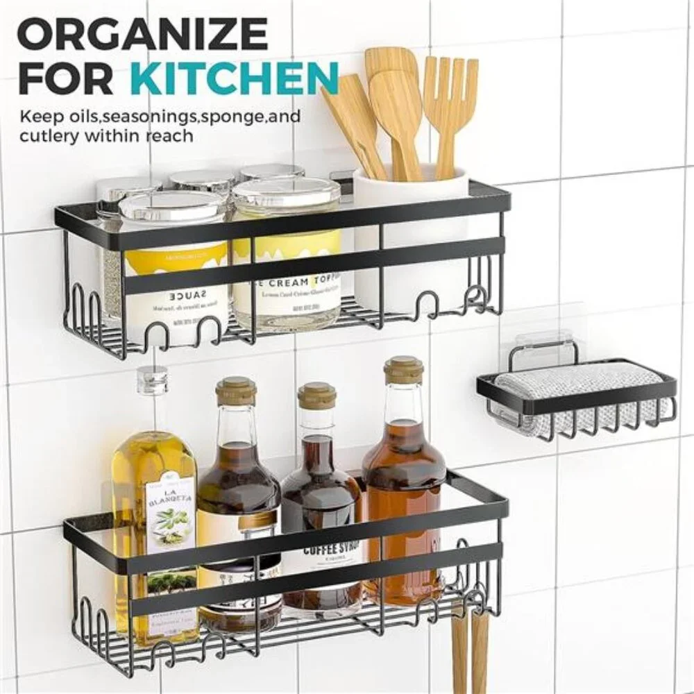 Shower Caddy, 3-Pack with Soap Holder, No Drilling Rustproof